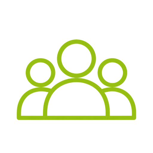 Groen icoon van drie personen als symbool voor een herkenbaar team
