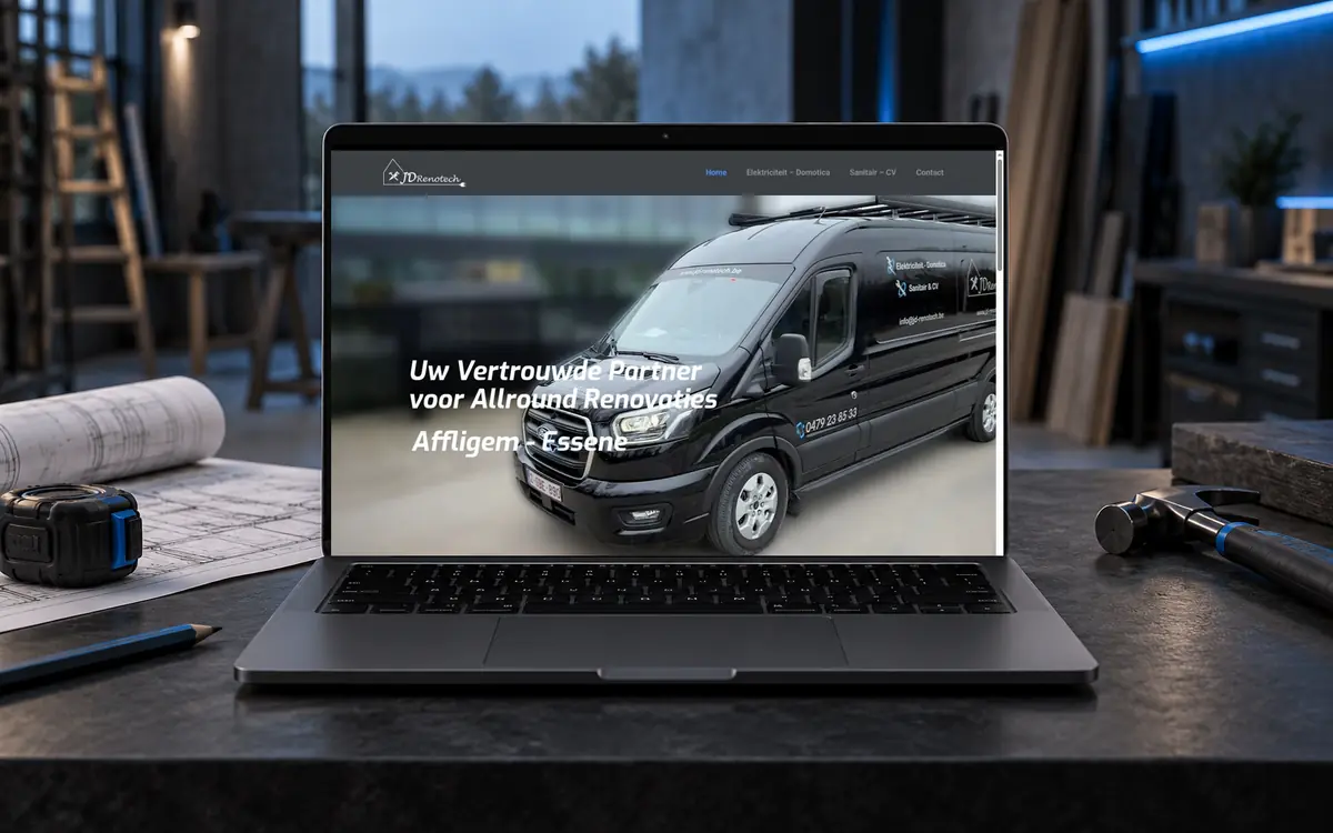 Webdesign voor JD-Renotech, gerealiseerd door Venosites en All Publi.
